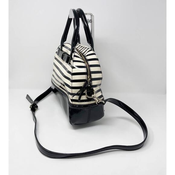 Kate Spade Chelsea Park Porter Patent Leather Handbag Black Cream Bow Crossbody - Picture 7 of 12
